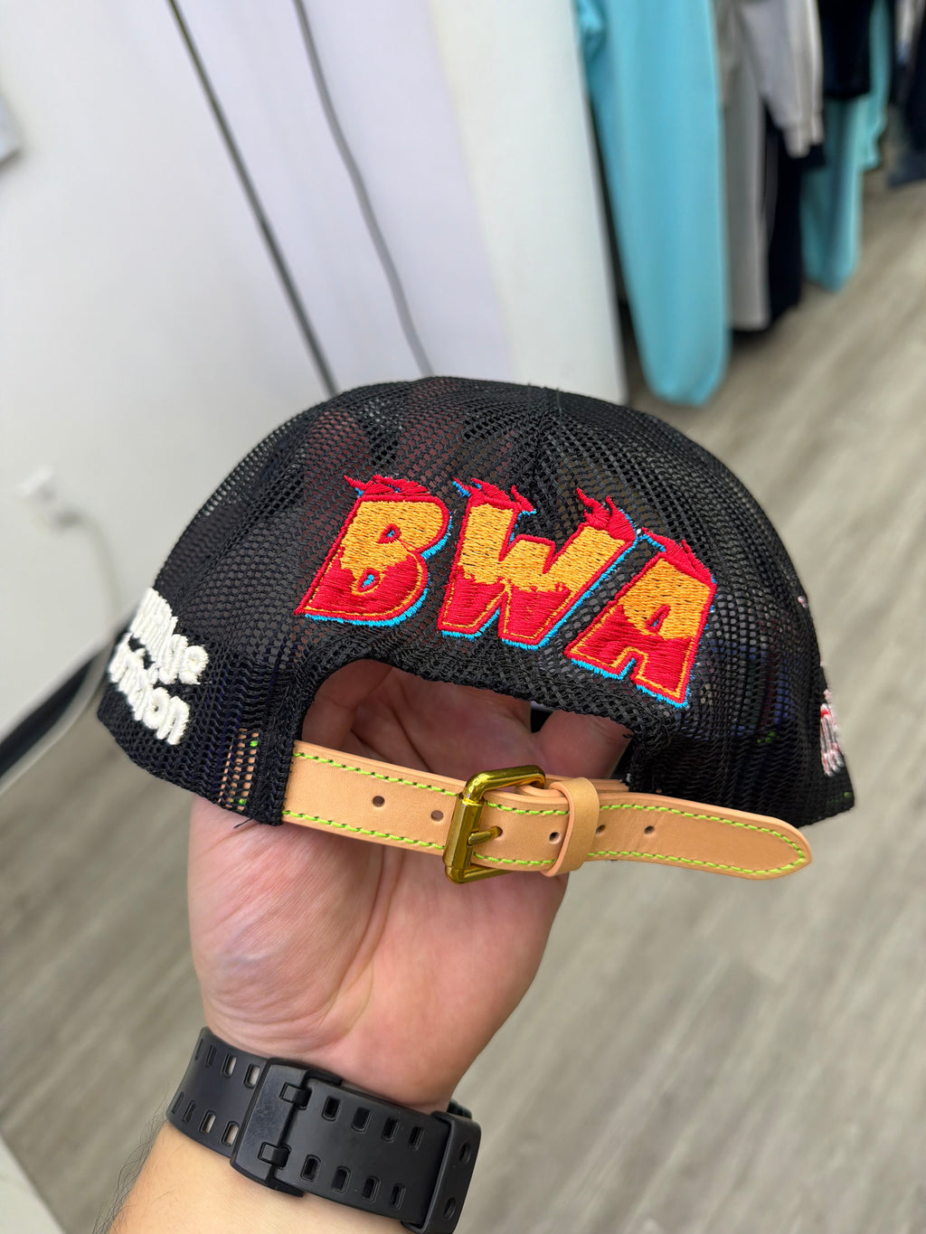 Better with age mesh trucker hat Black/red “Hell”