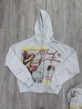 Mixed Emotions Angel Zip Up Hoodie Grey