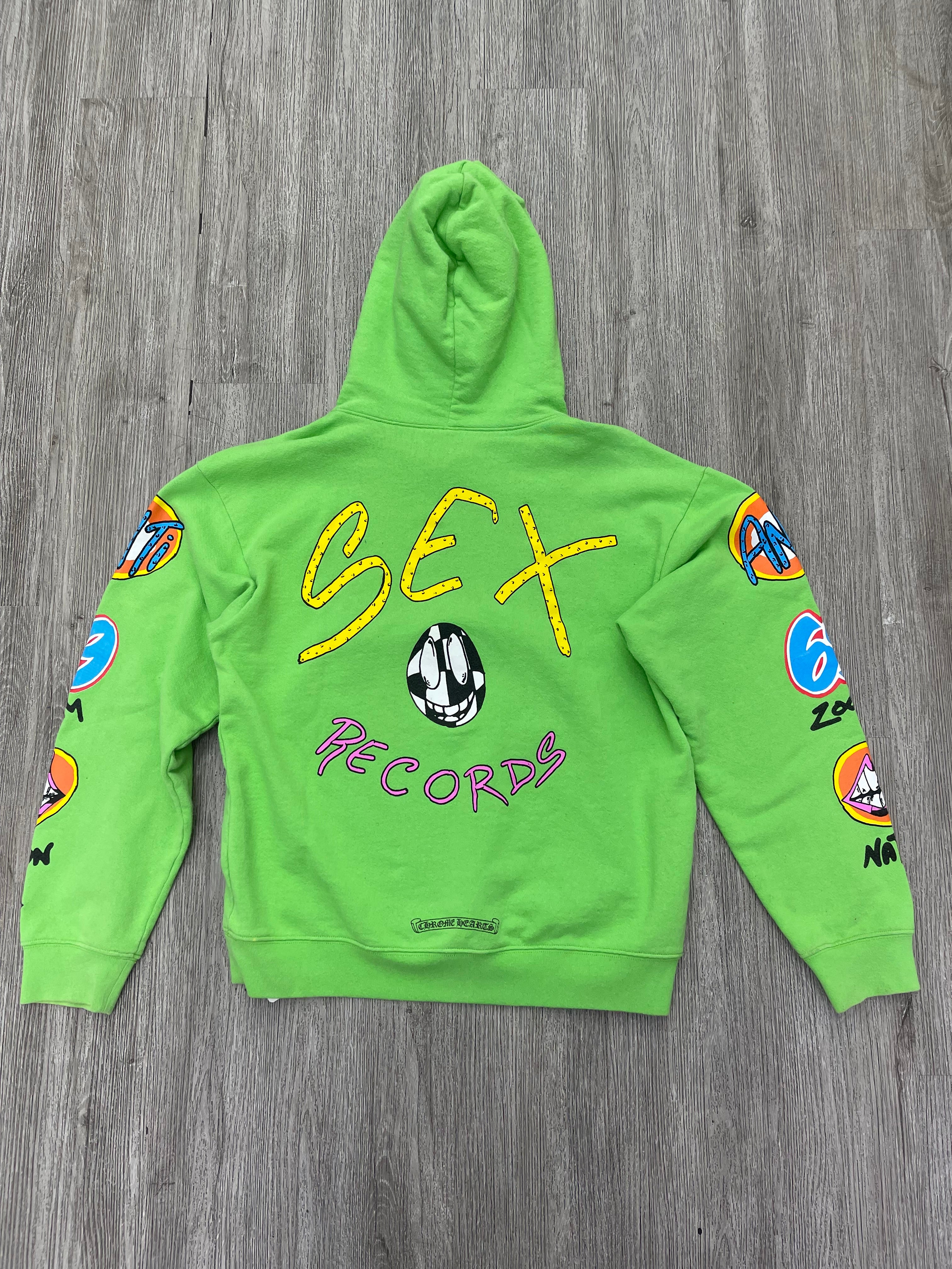 Chrome hearts sex records green hoodie