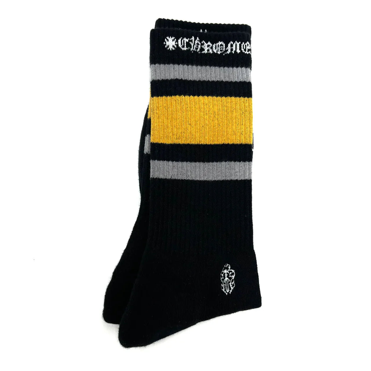 Chrome hearts stripe sock (black/yellow)