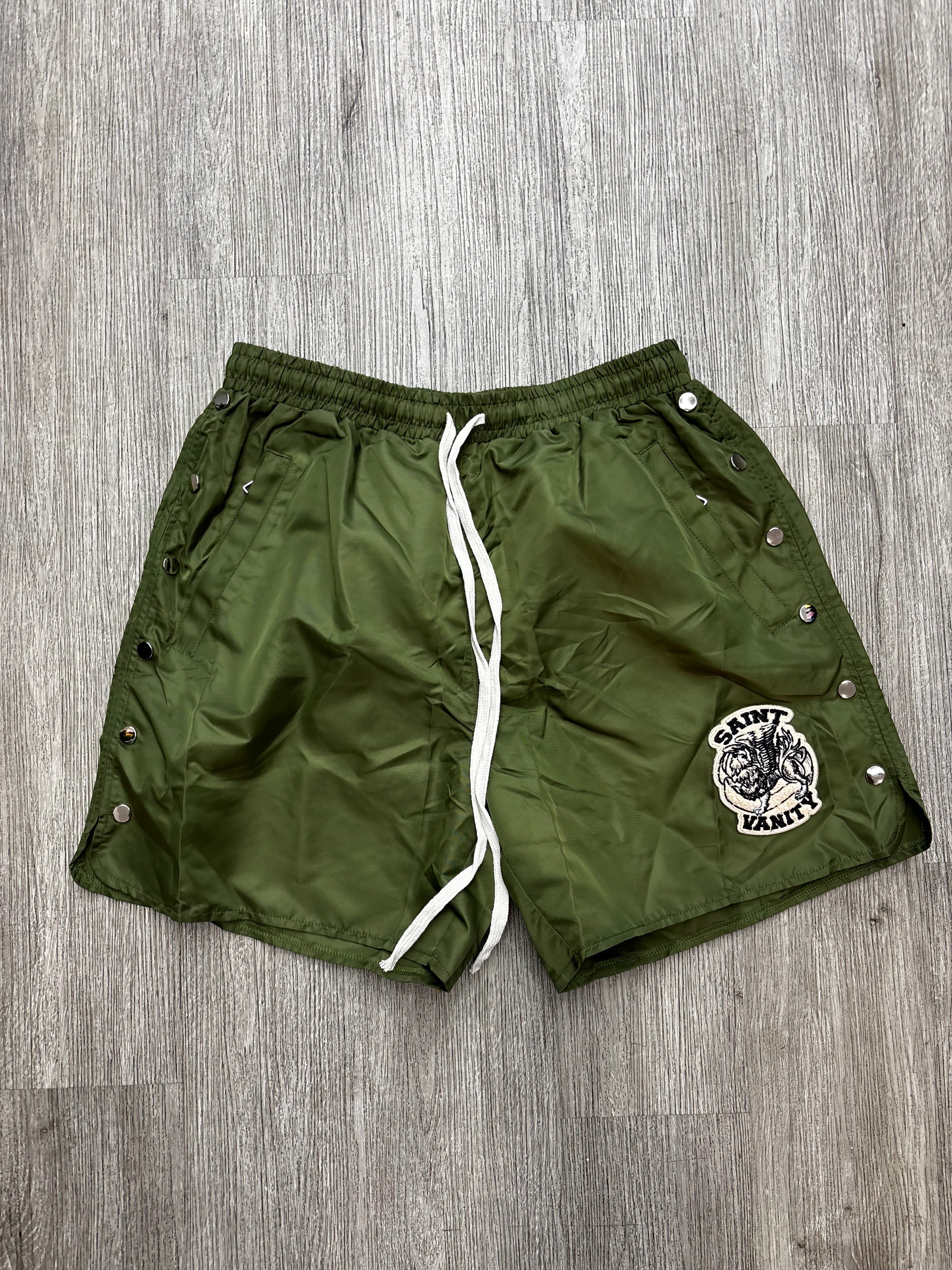 Saint vanity button up shorts olive