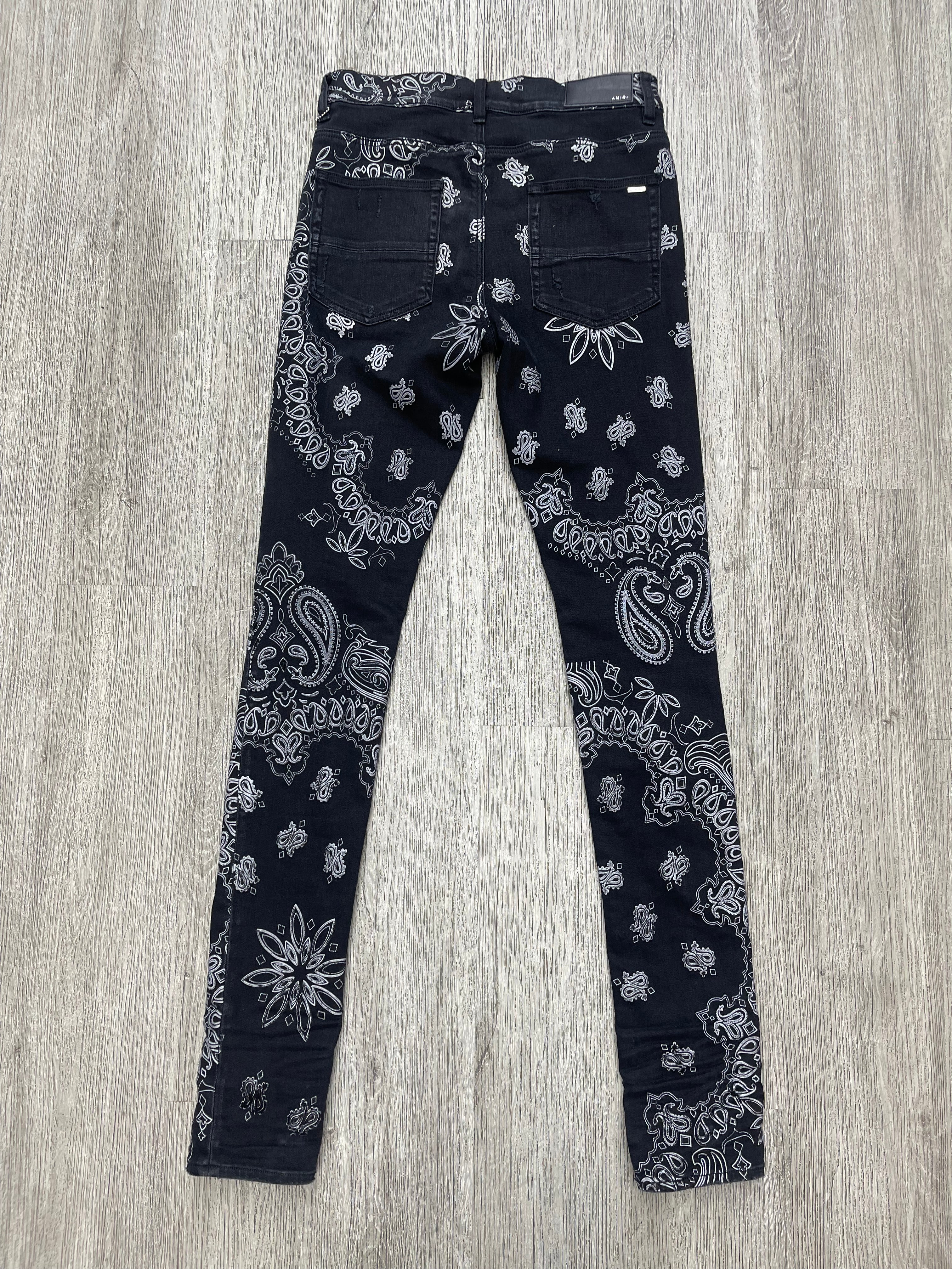 Amiri jeans all over paisley black