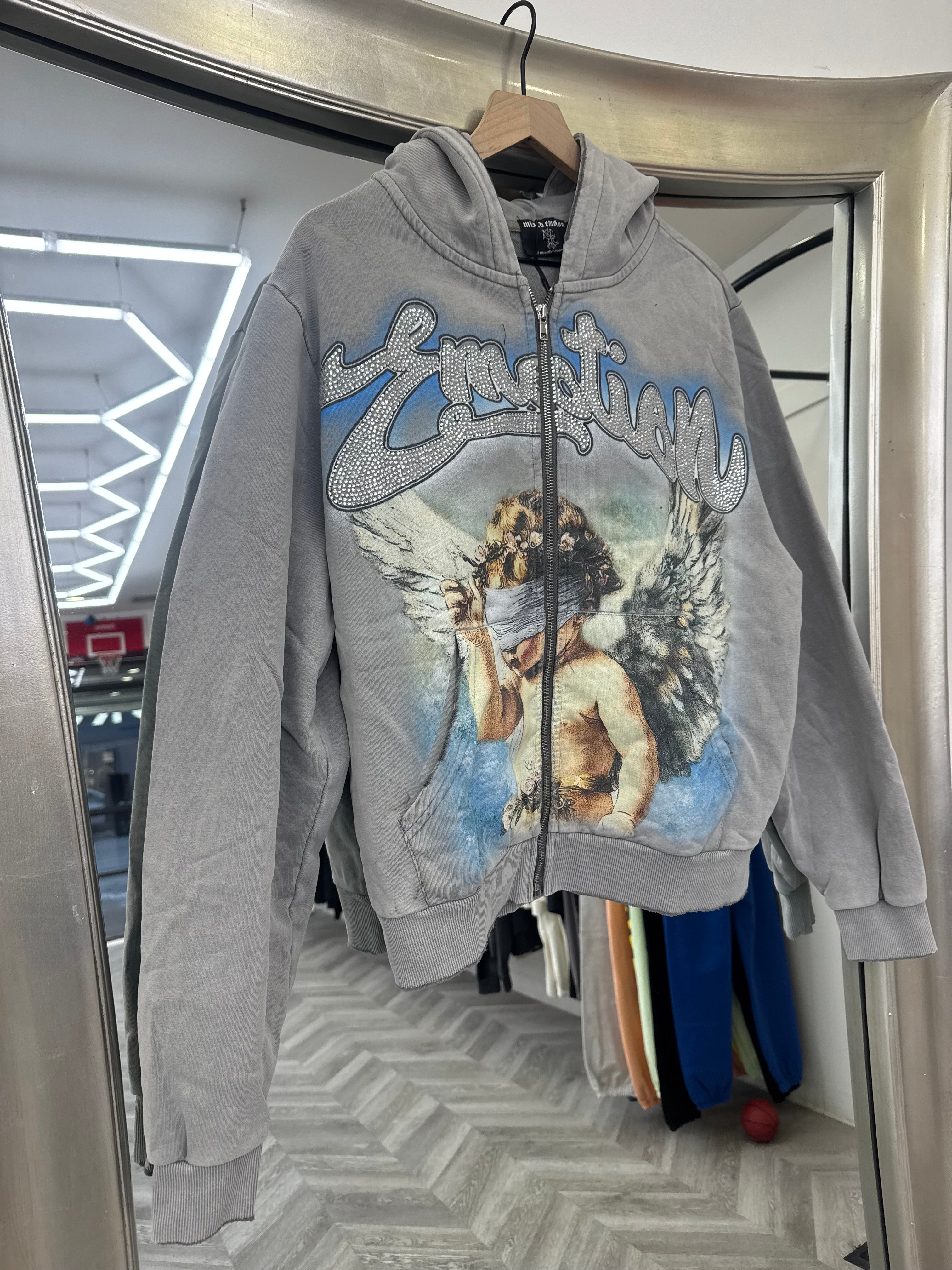 Mixed Emotions Ángel zip up hoodie grey/blue