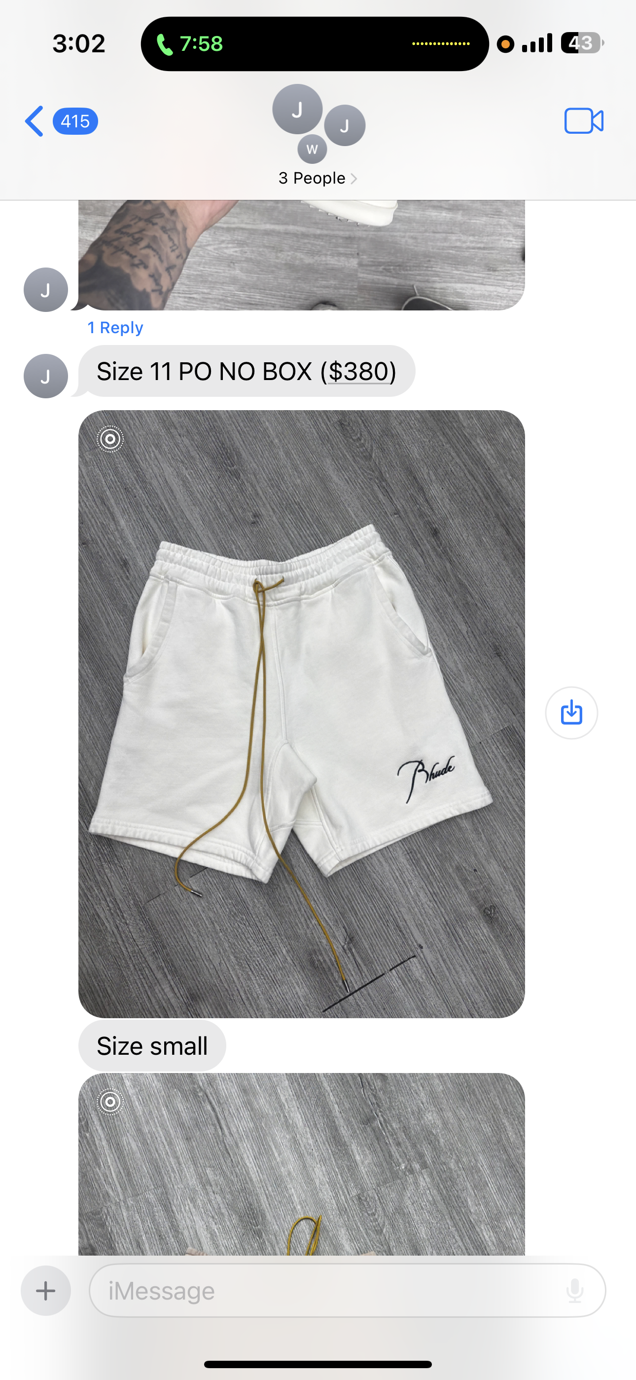 Rhude shorts (white) small logo