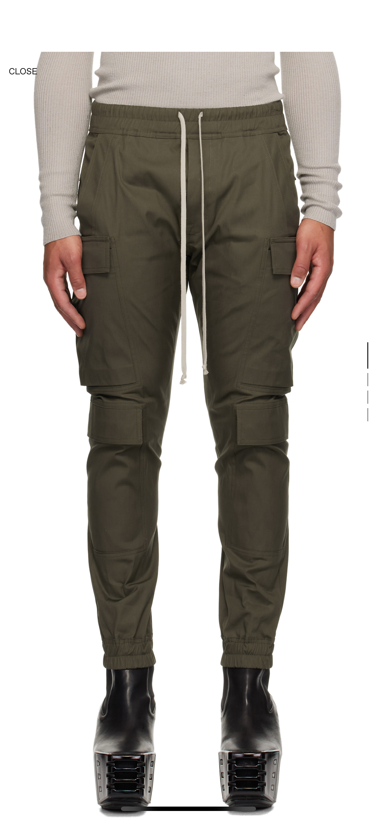 Rick Owens mega cargo pants olive