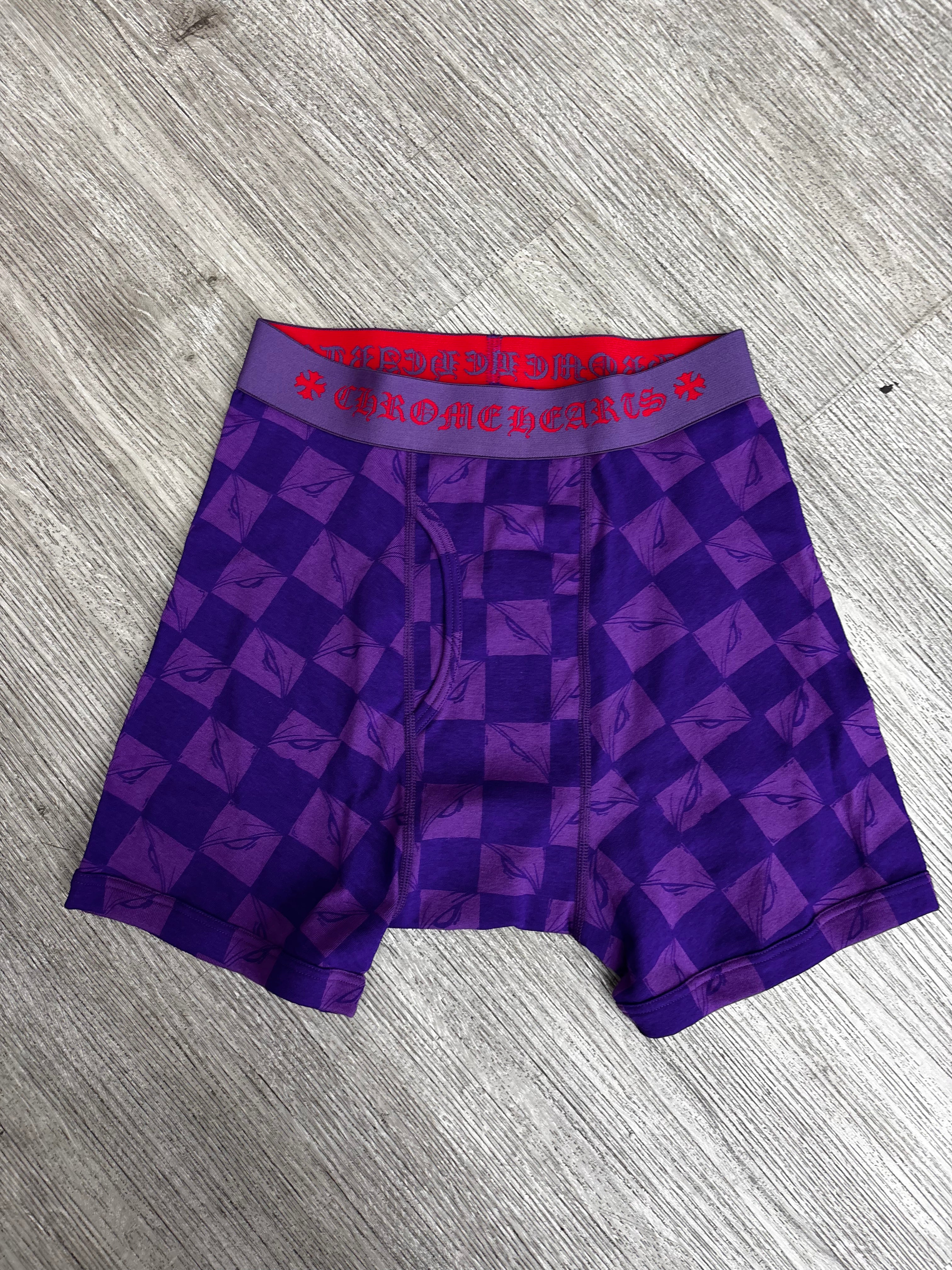Chrome hearts checkered boxers purple