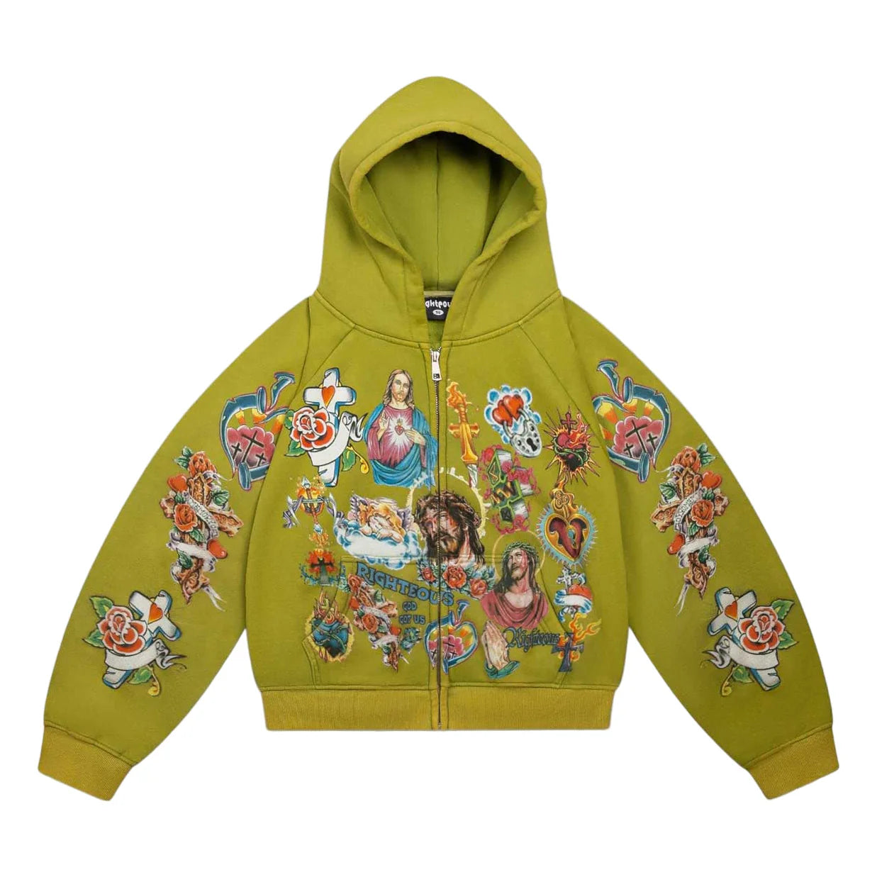 Righteous Zip Up Hoodie (Green Moss)