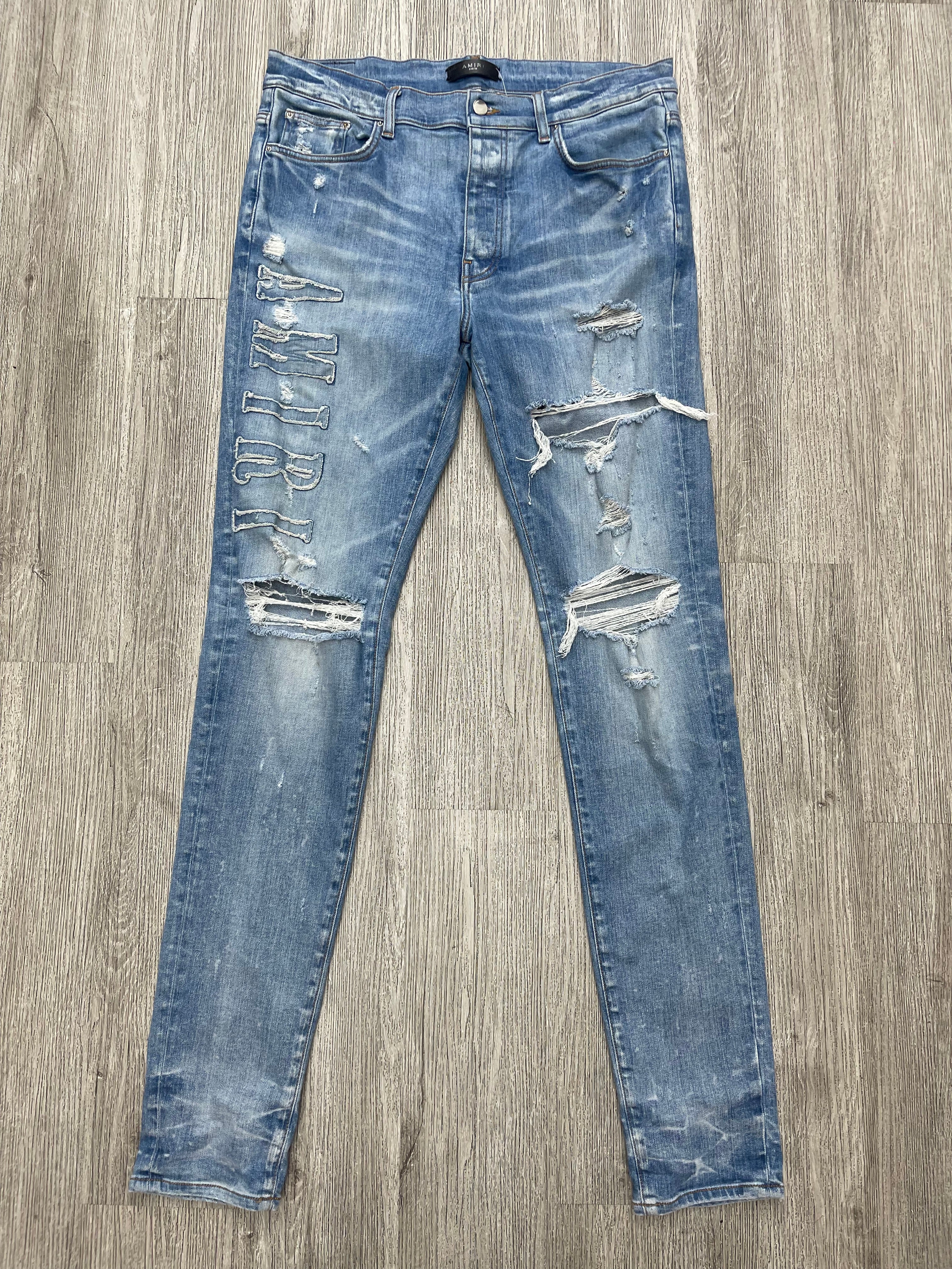 Amiri Applique light blue jeans