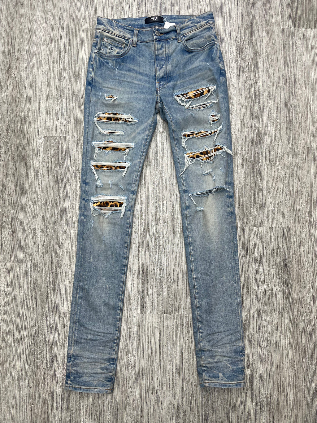 Amiri Trasher Leopard Jeans (Light Blue)