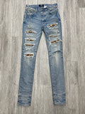Amiri Trasher Leopard Jeans (Light Blue)