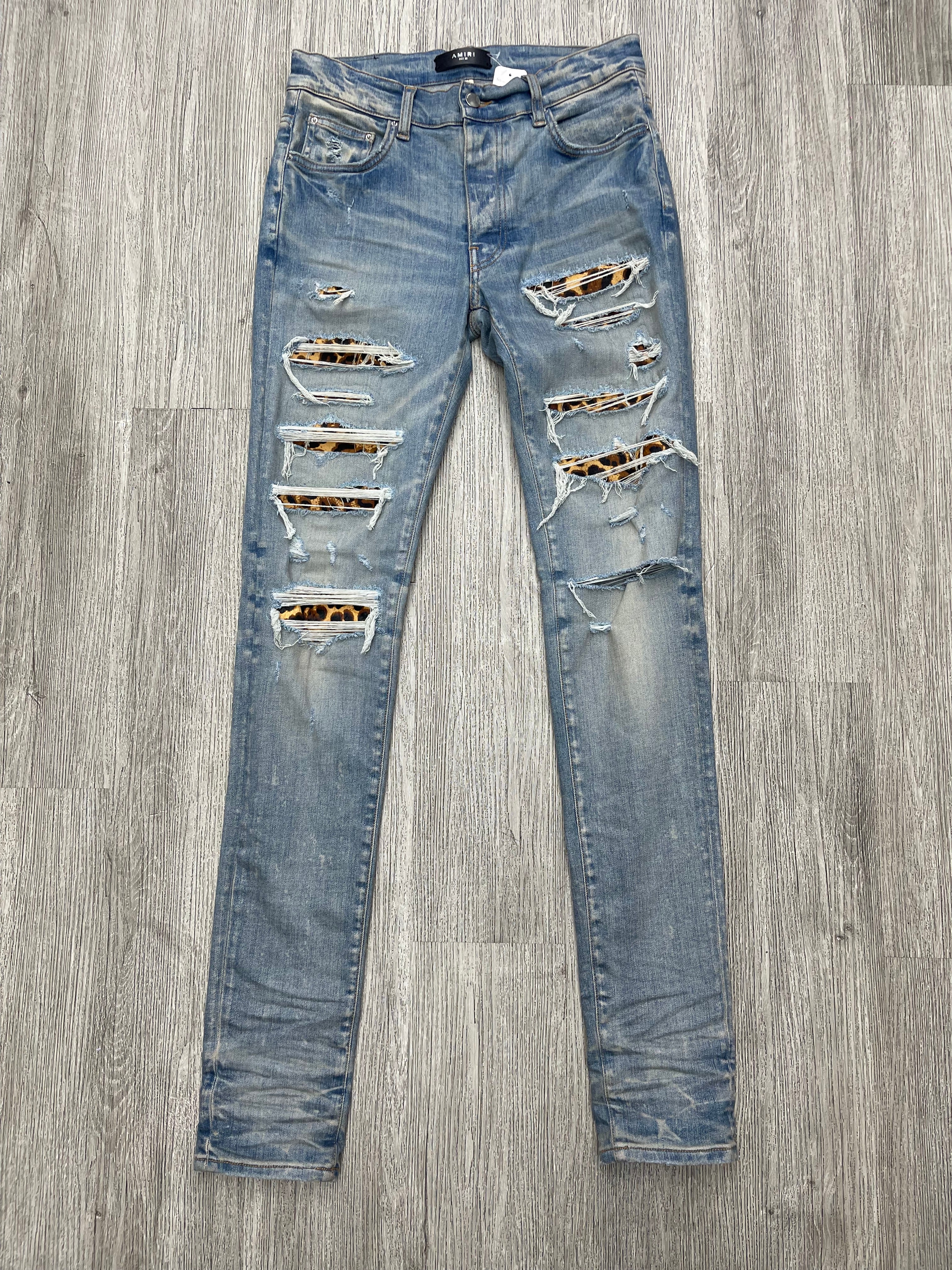 Amiri Trasher Leopard Jeans (Light Blue)