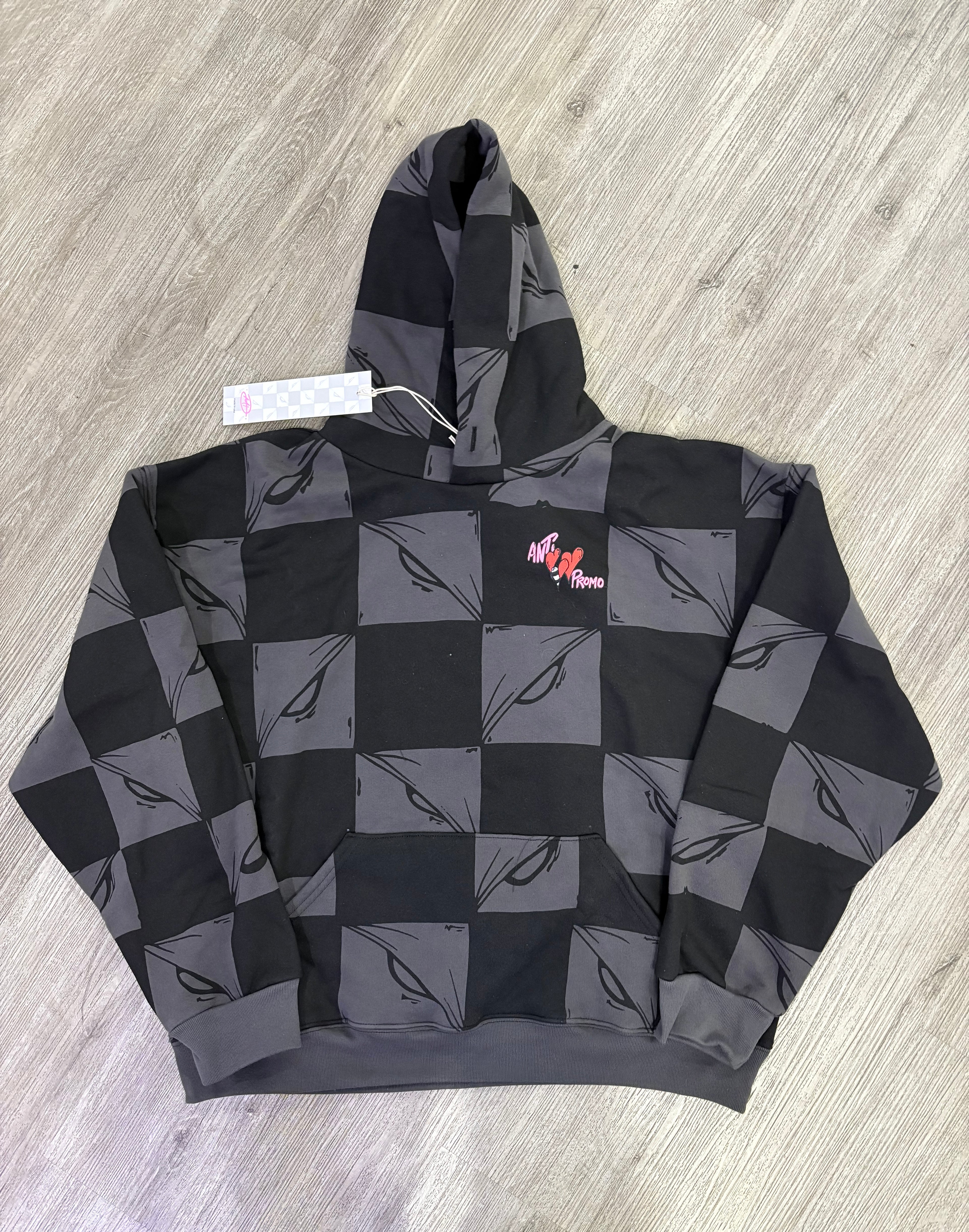 Mattyboy checkered hoodie black