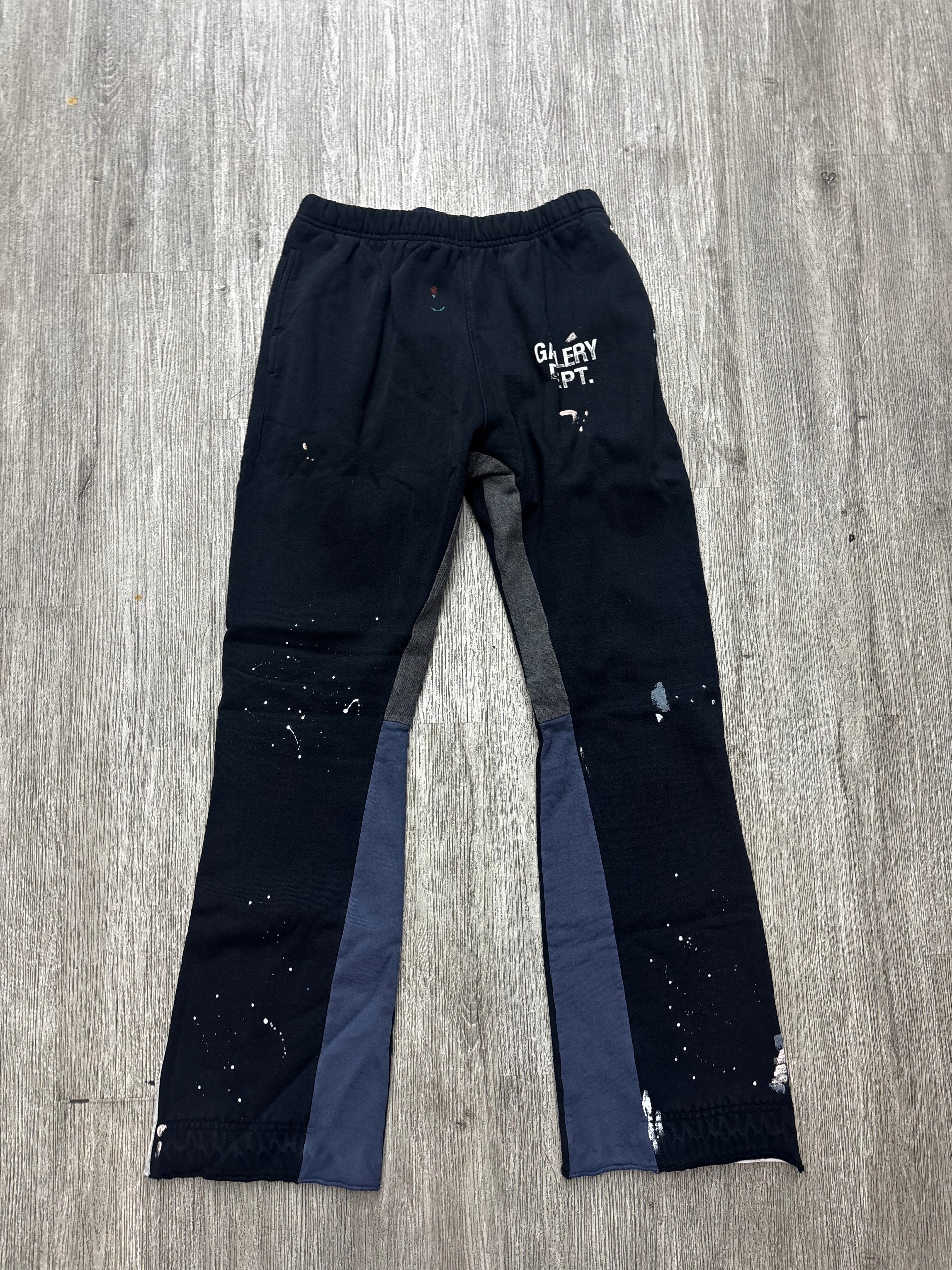 Gallery department flare sweatpants paint splatter black/ navy