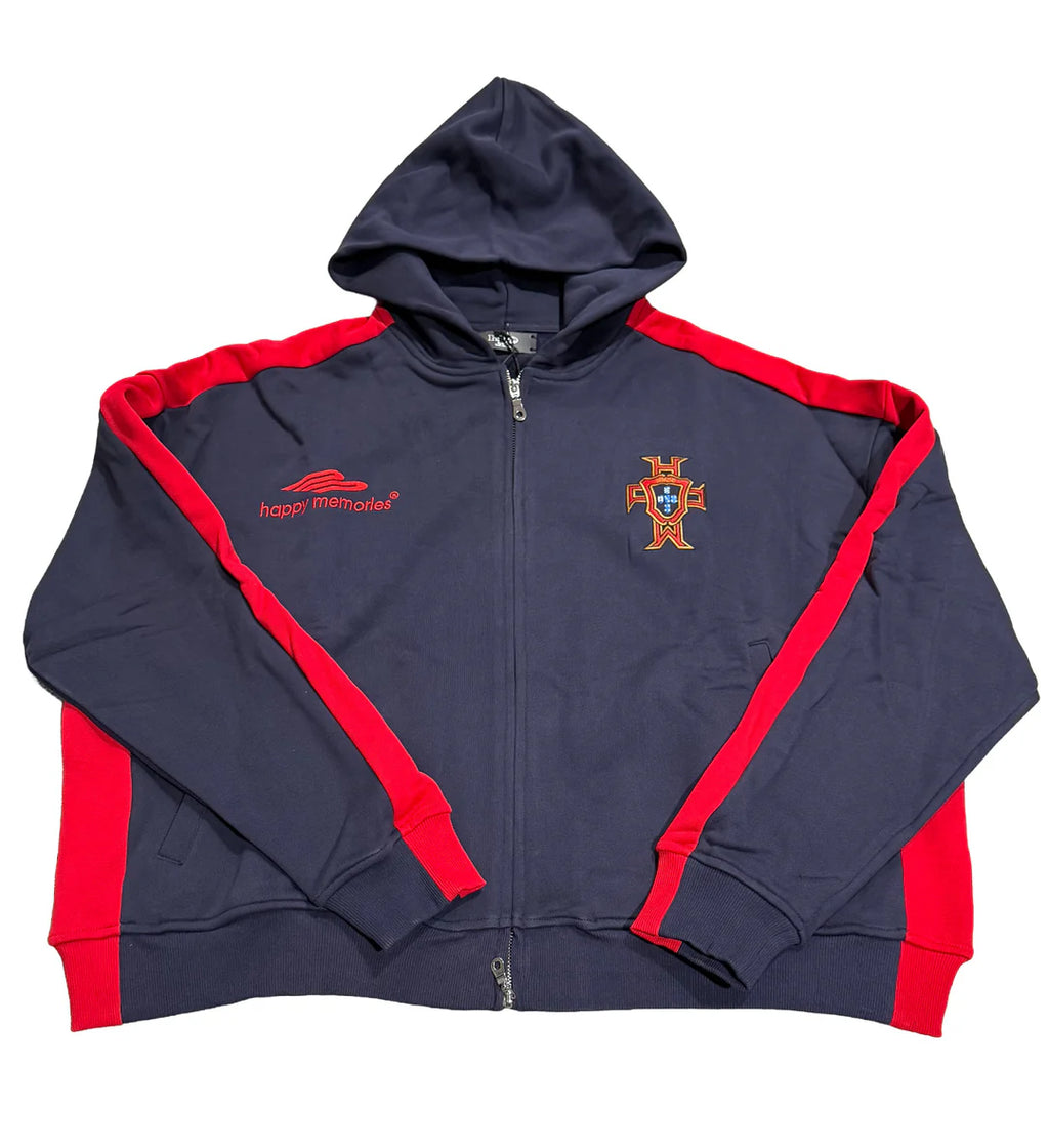 HMDD Lisbon Racing Zip Up Hoodie (Navy/Red)