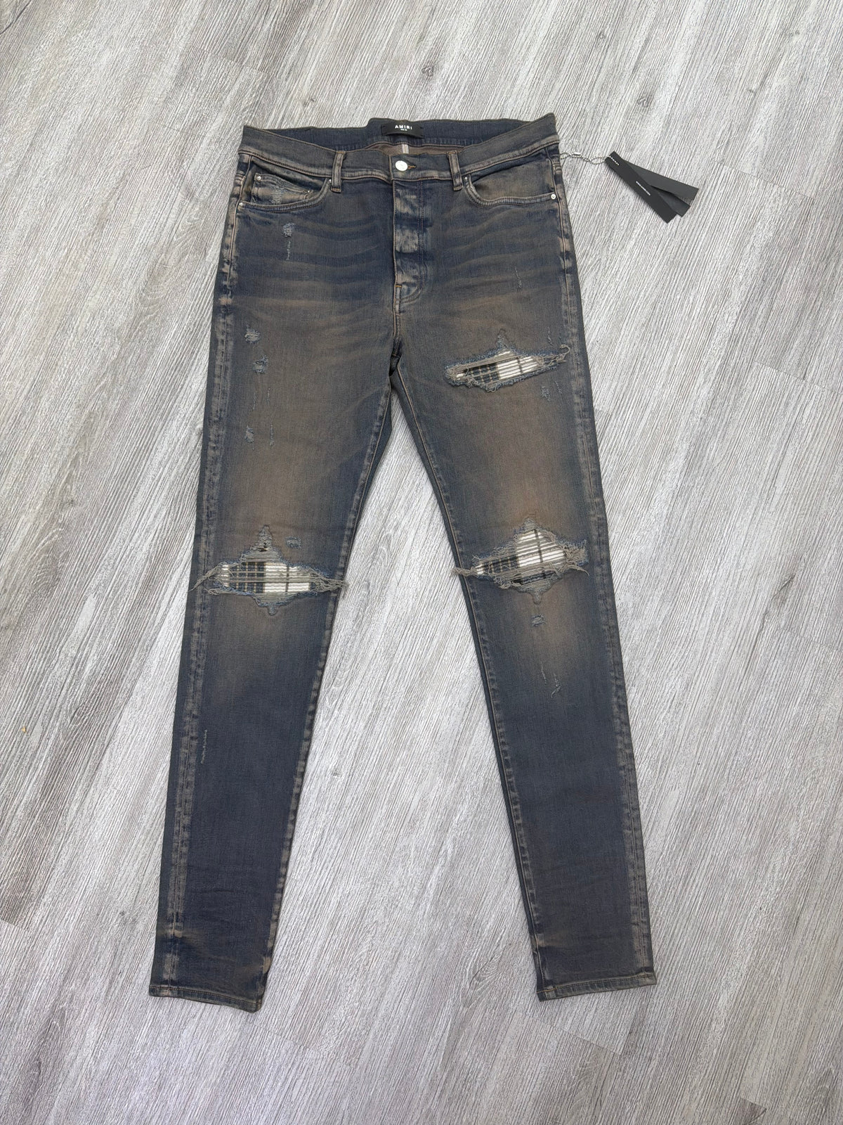 Amiri Mx1 Plaid dirty indigo/ white