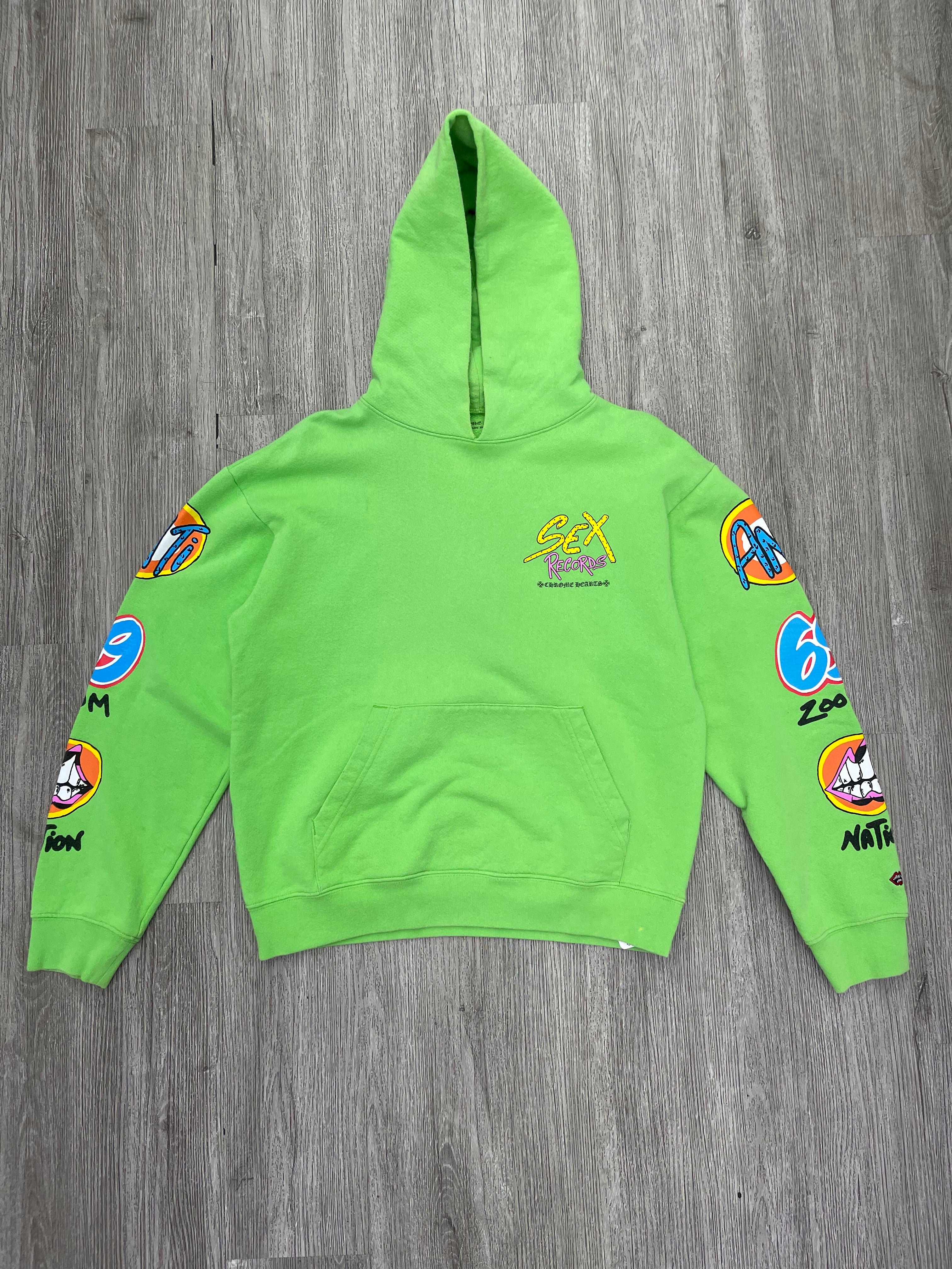 Chrome hearts sex records green hoodie