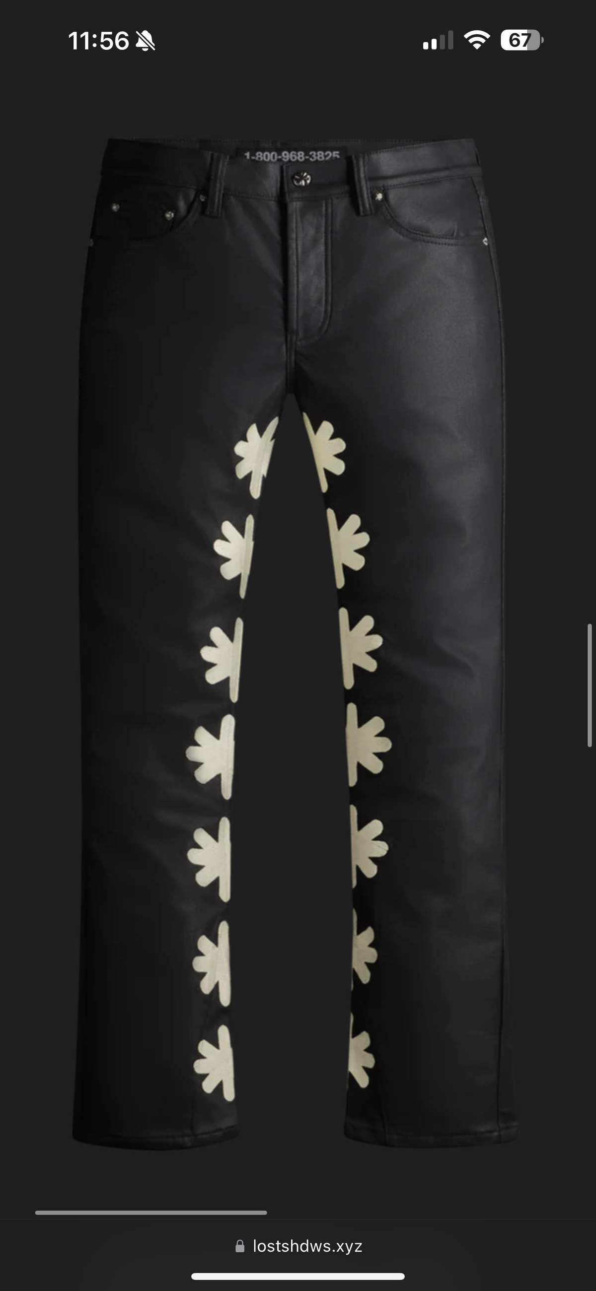 Lost Shdws Leather Jeans (Black/Cream)
