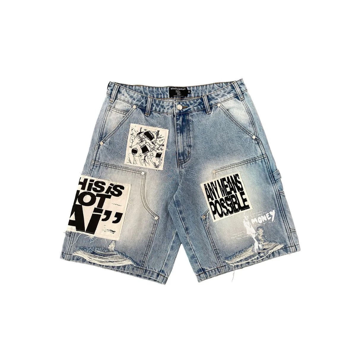 Mixed Emotions “Ai” Denim Shorts (Blue)