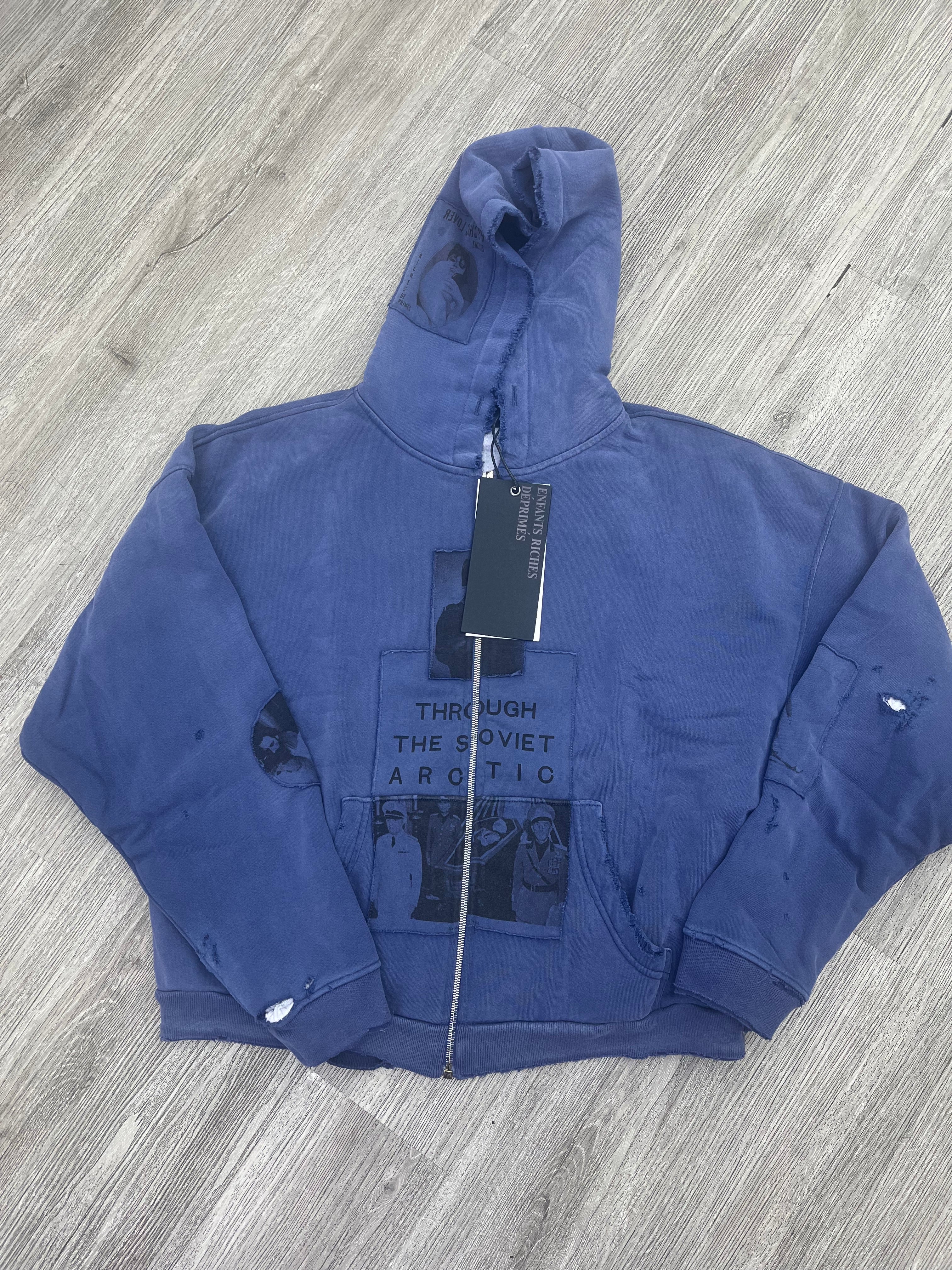 Enfants riches deprimes zip up hoodie blue