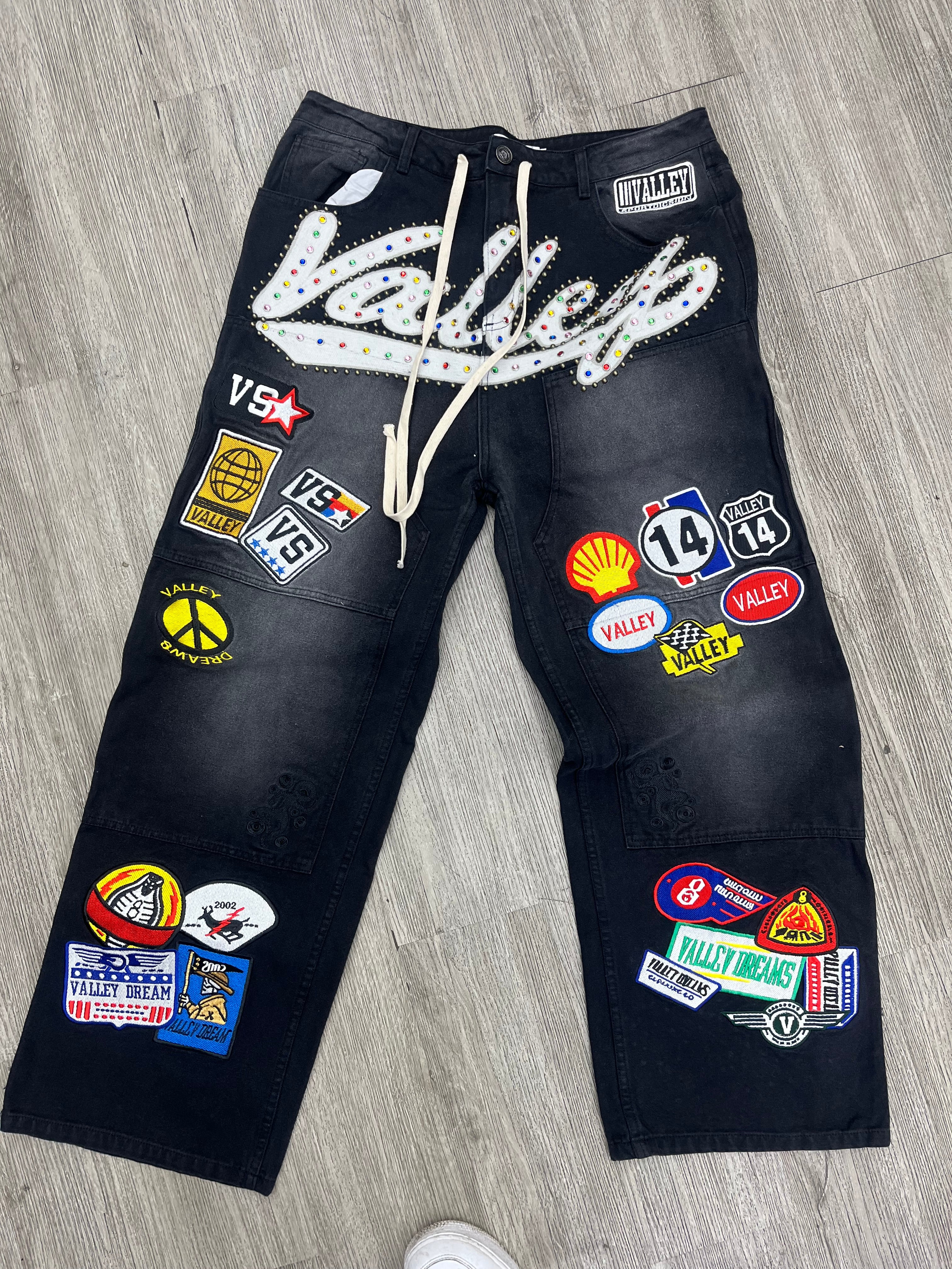Vale Black Carpenter Patchwork jeans
