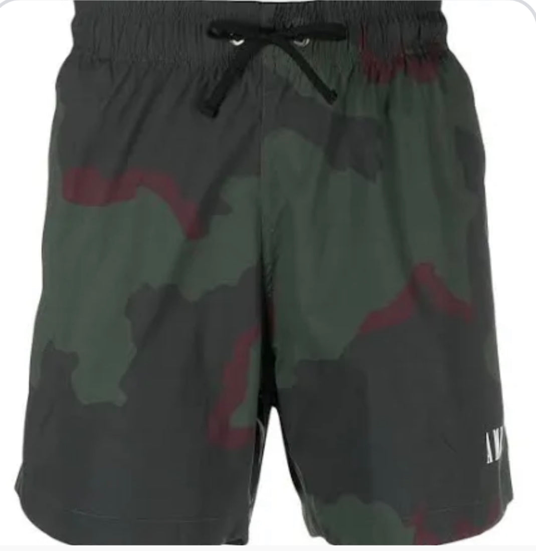 Amiri Green Camo Core Logo Swimtrunk