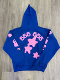 Spider hoodie blue/ pink logo