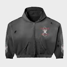 HMDD Black Widow Zip Up Hoodie (Black/Red)