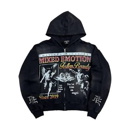 Mixed Emotions “Broken Wings” Zip Up Hoodie Black