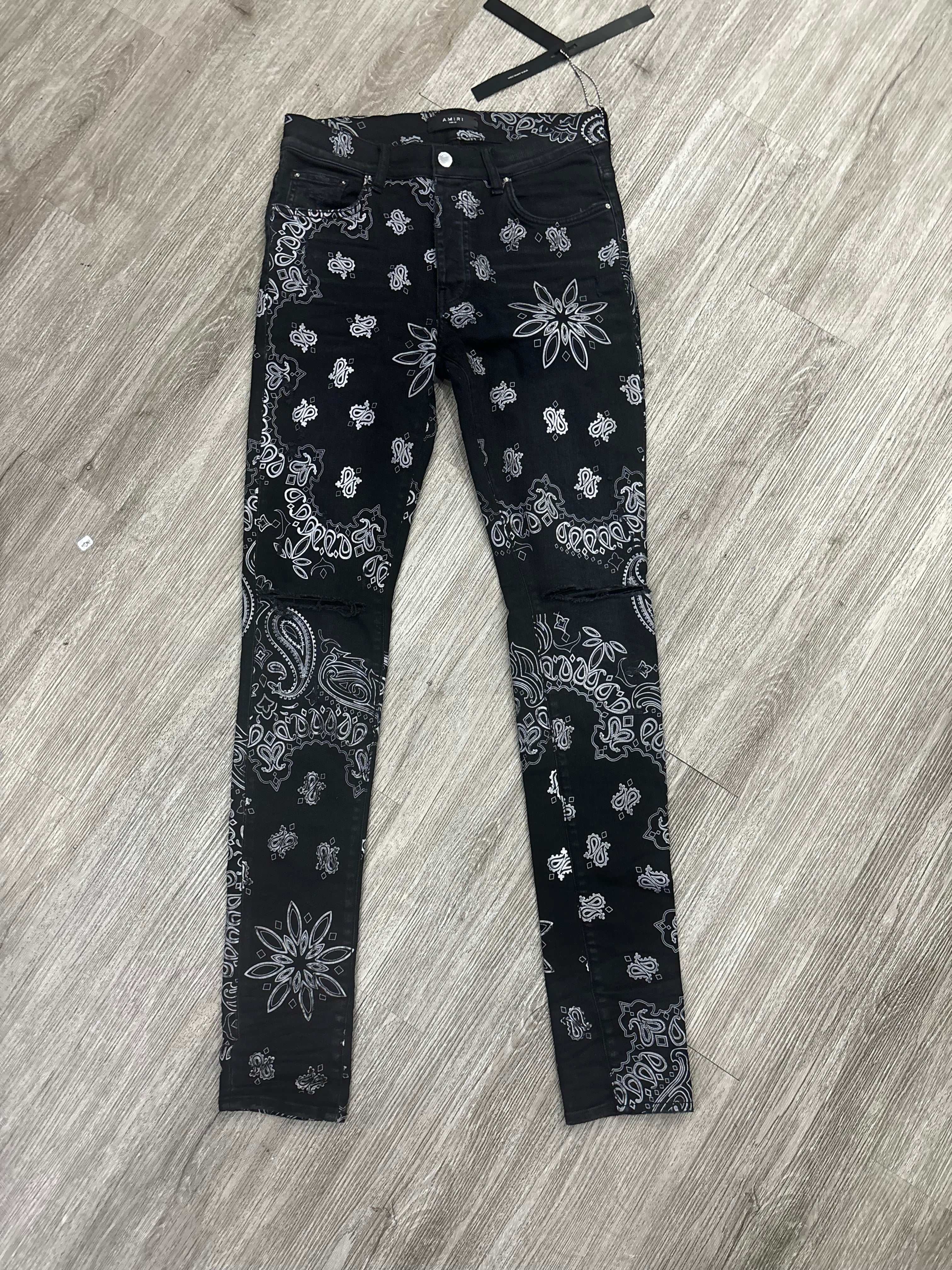 Amiri jeans all over paisley black