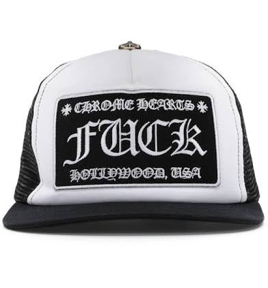 Chrome hearts trucker hat “fuck” (Black/White)