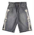 Kapital denim shorts side bones dark grey