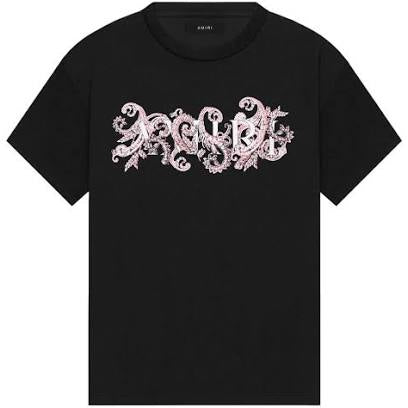 Amiri Core Logo Paisley Tee (Black/Red/pink)