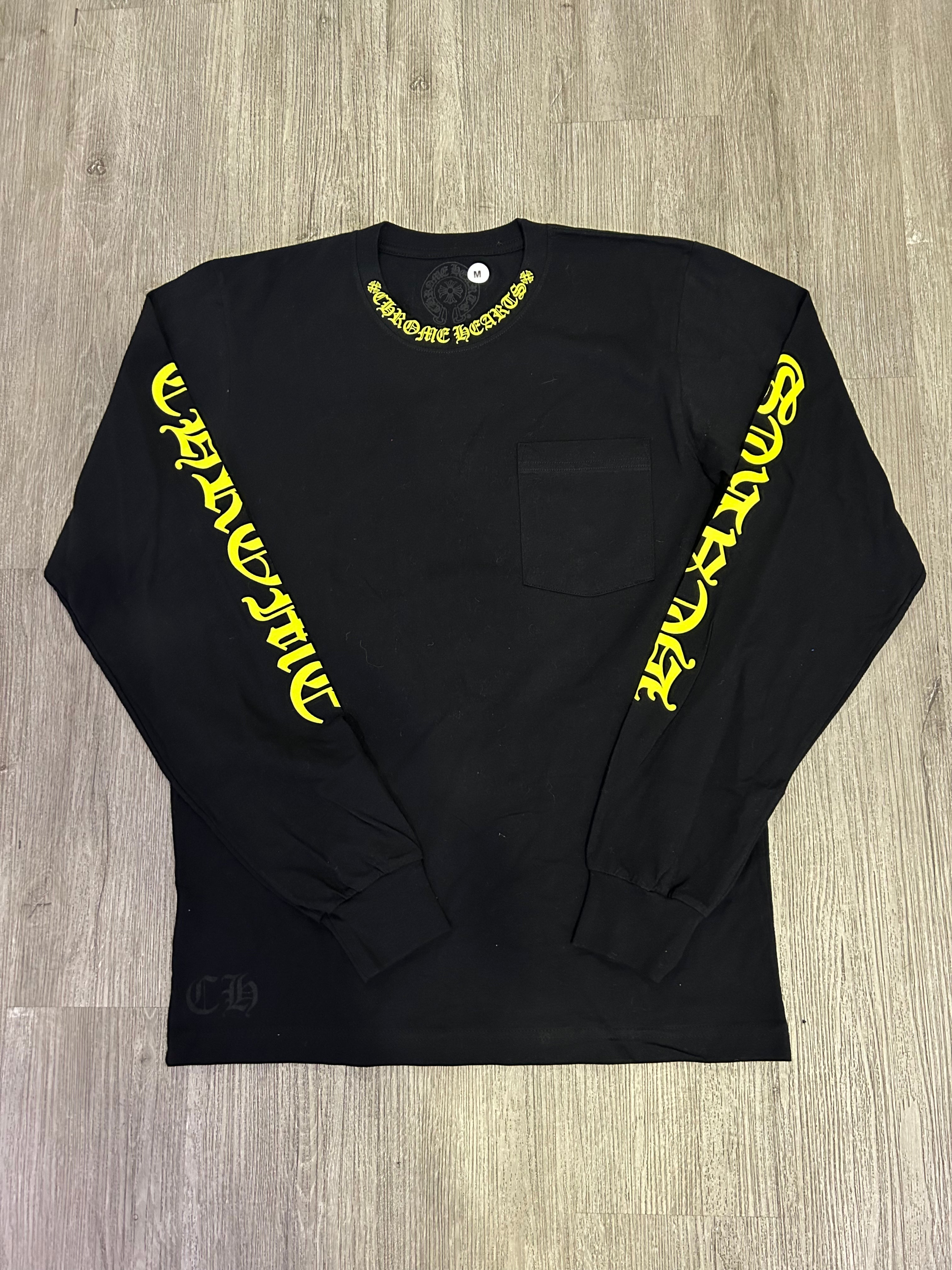 Chrome Hearts longsleeve neck logo black/ neon yellow