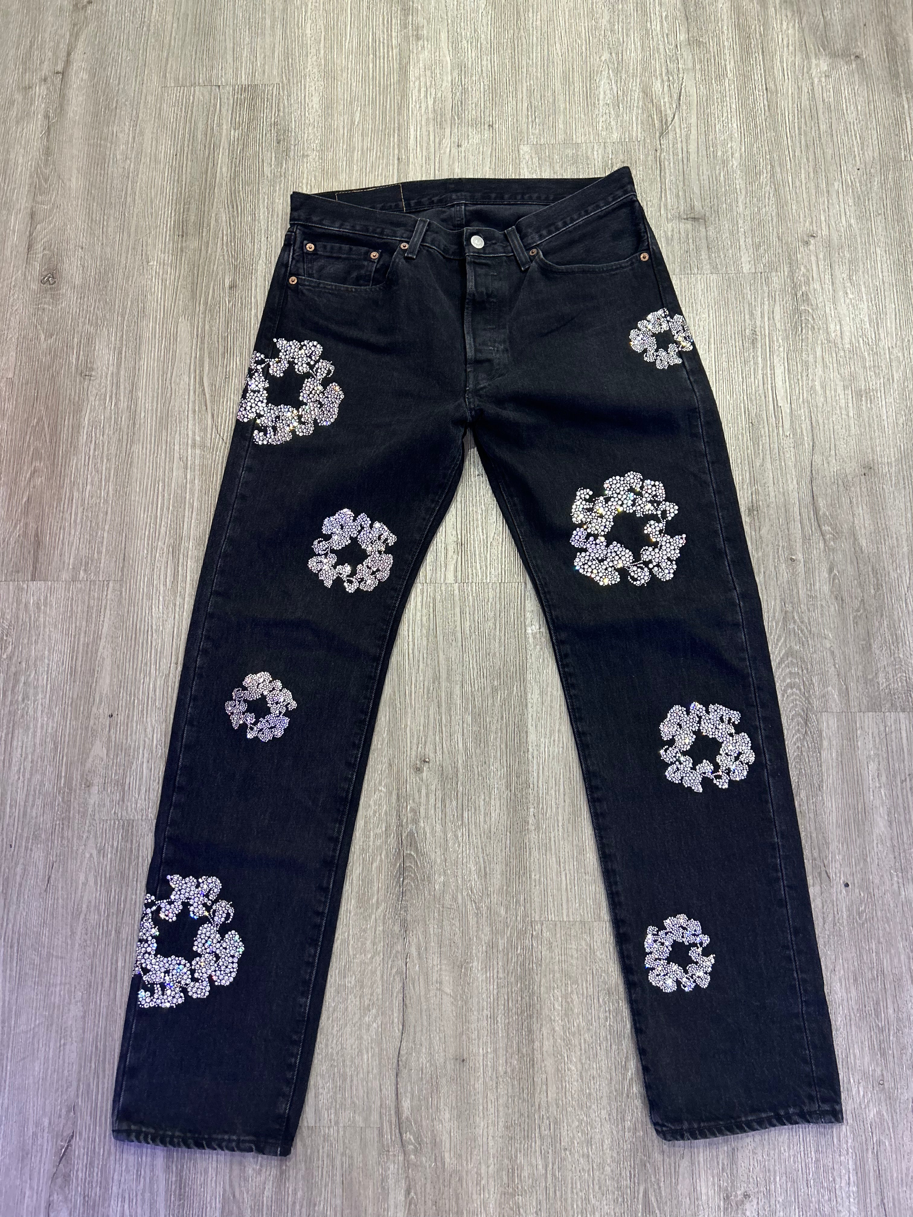 Denim tears jeans rhinestones/ black