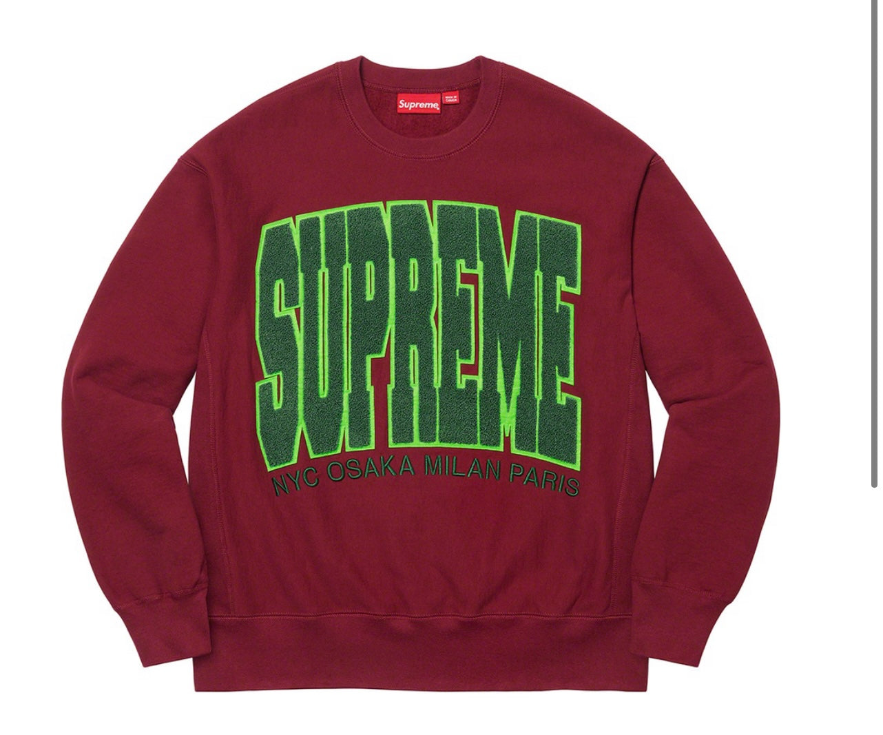 supreme cities arc crewneck (Burgundy)