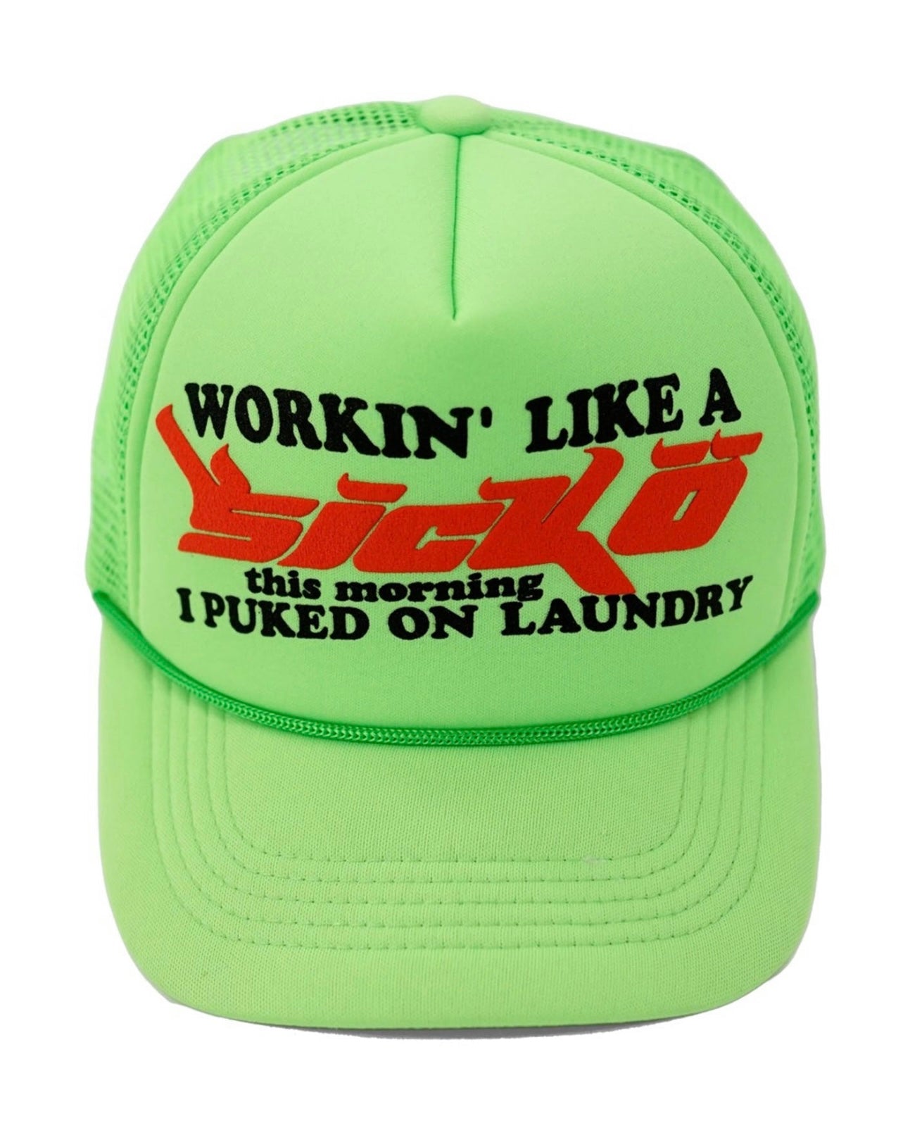 sicko trucker hat (neon green)