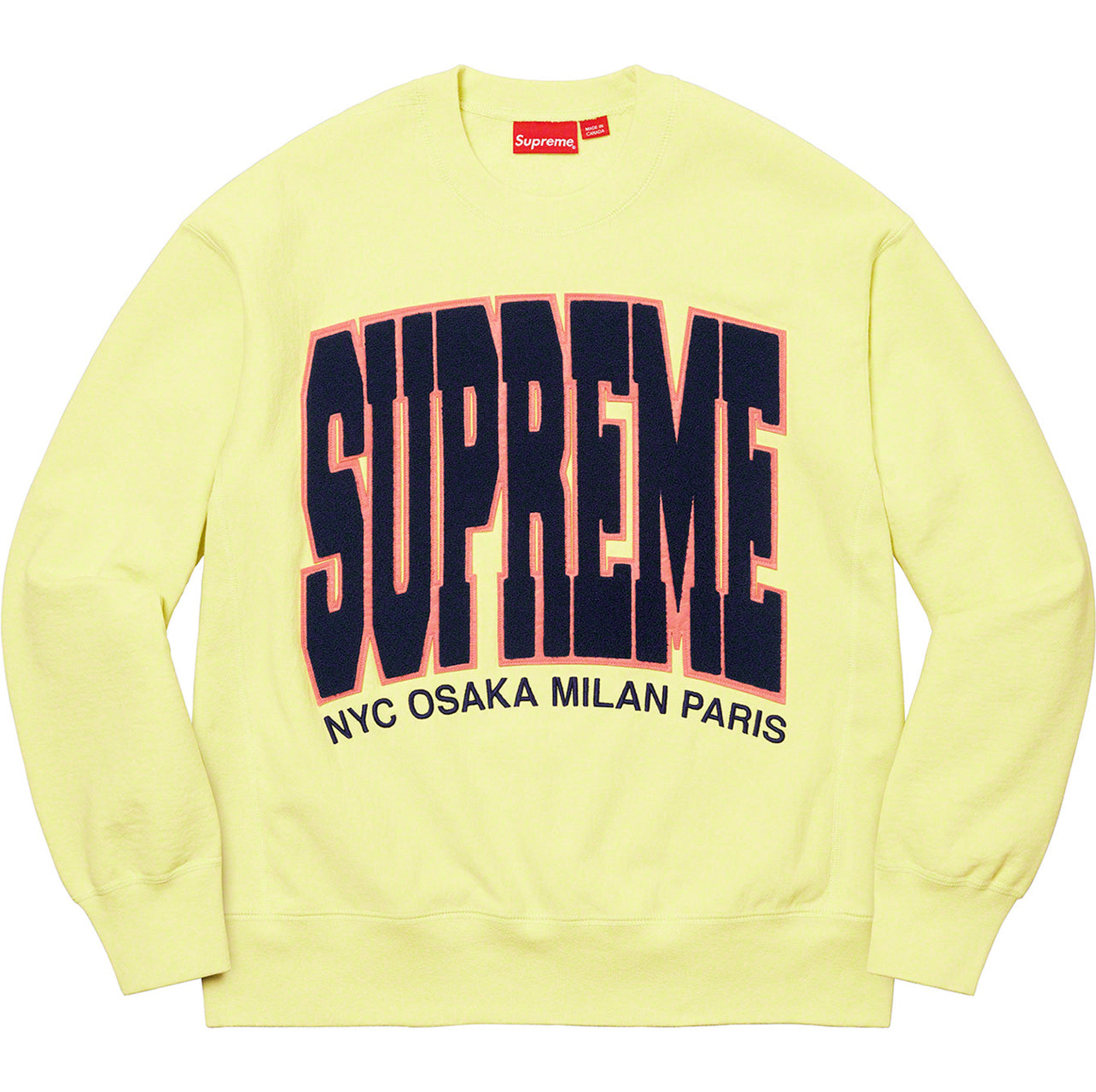 supreme cities arc crewneck ( pale lime)