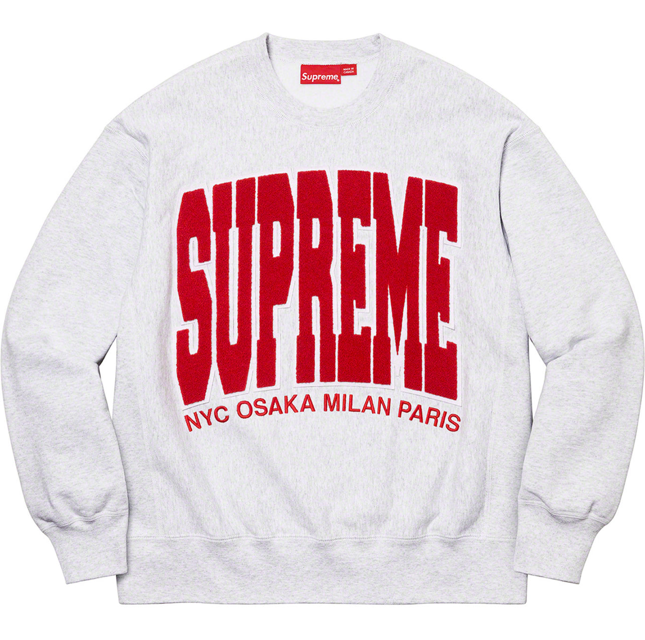 supreme cities arc crewneck (ash grey)