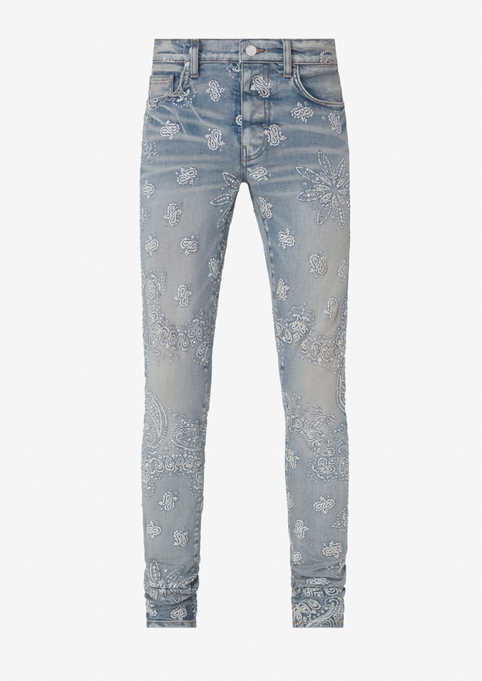AMIRI Paisley all over print jeans light blue
