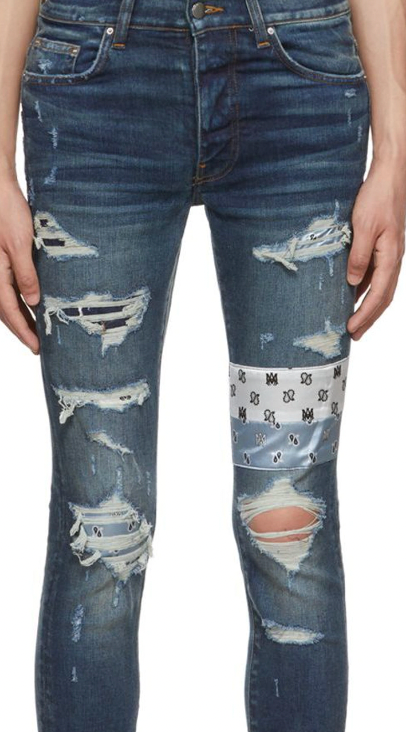 Amiri Silk Art Patch Logo (Dark Blue Jean)
