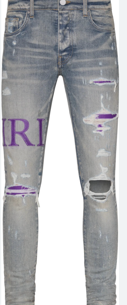 Amiri Stitch Logo Purple Lightblue Jean