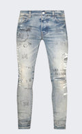 Amiri military stencil blue jeans