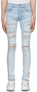 Amiri Plaid Thrasher Jeans (Light Blue/Orange)