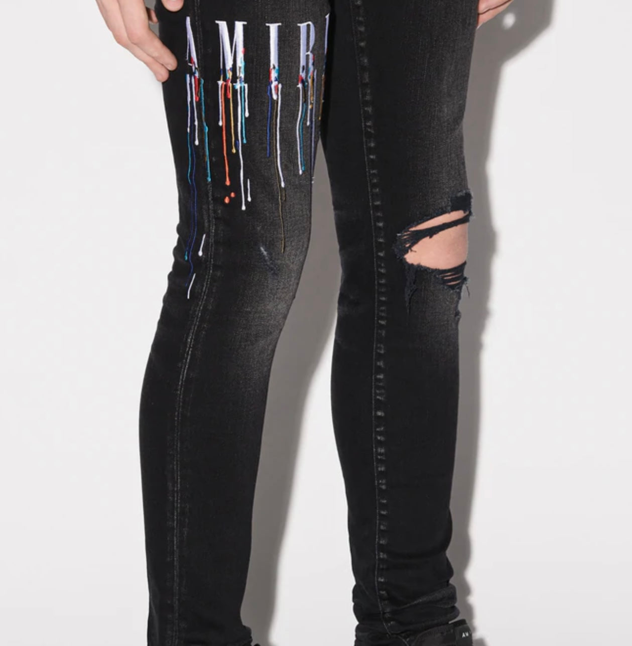Amiri Core Logo paint Drip Jeans (Black)
