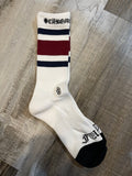 Chrome Stripe Sock (Burgundy/Black)