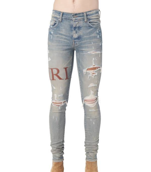 Amiri Leather Stitch Logo Jean (Brown)