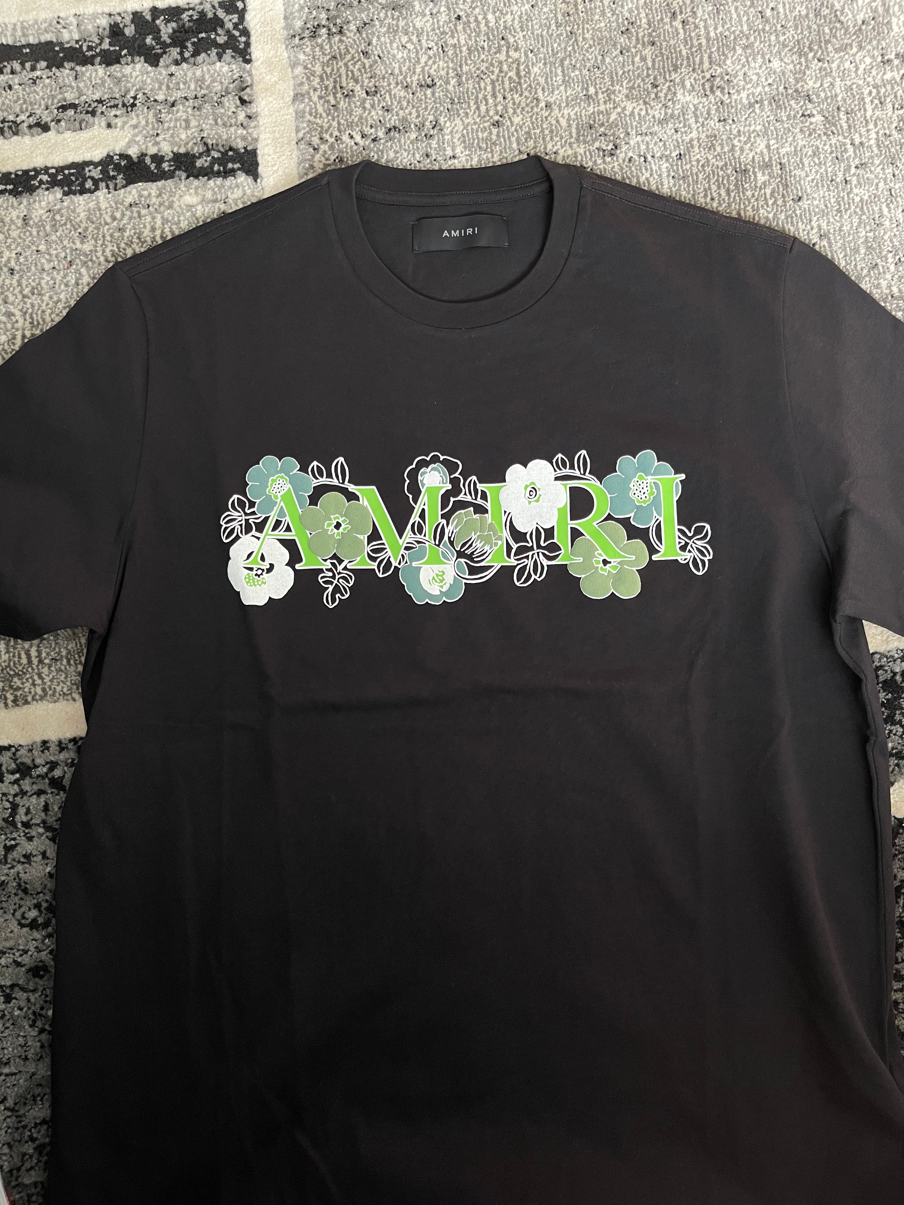 Amiri Flower Logo Tee (Black/Green)
