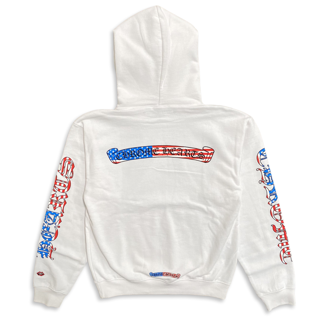 Chrome hearts matty boy American flag white hoodie