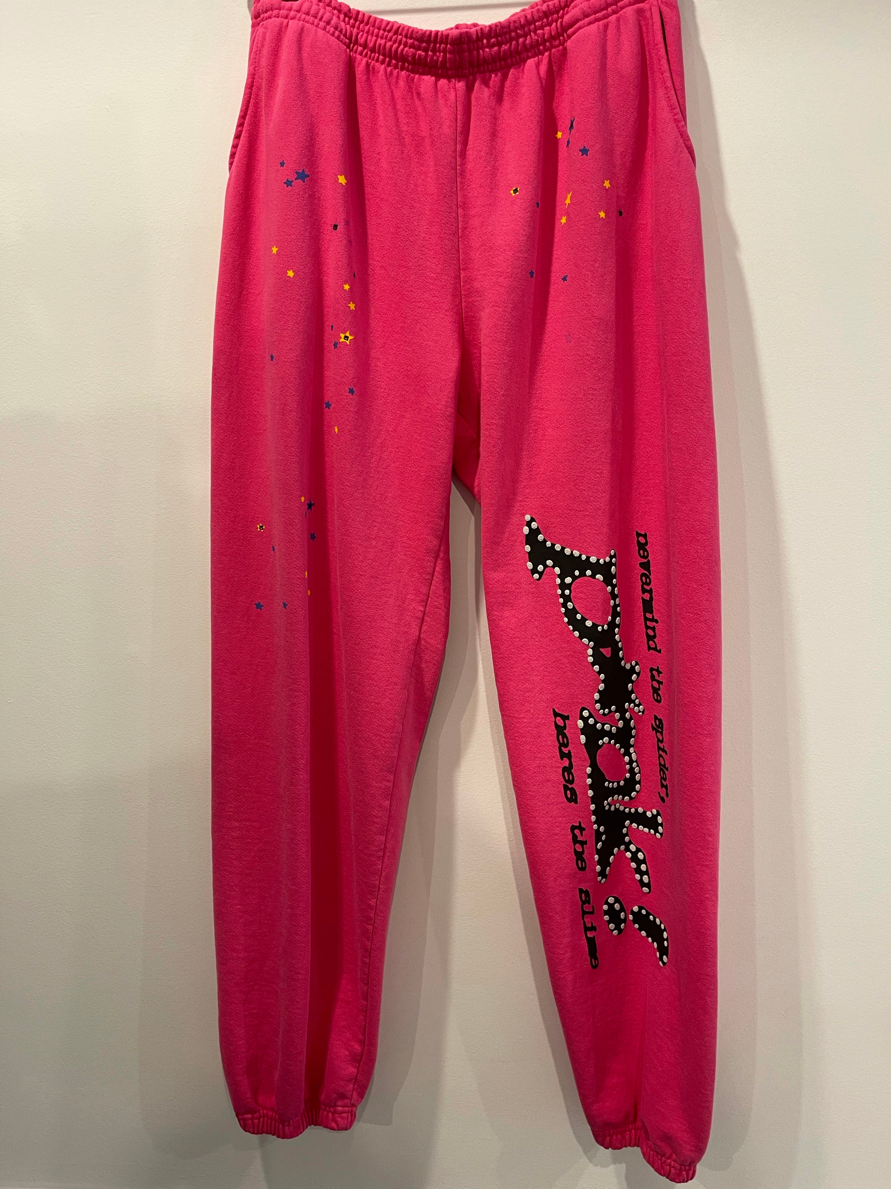 Spider sweatpants hot pink