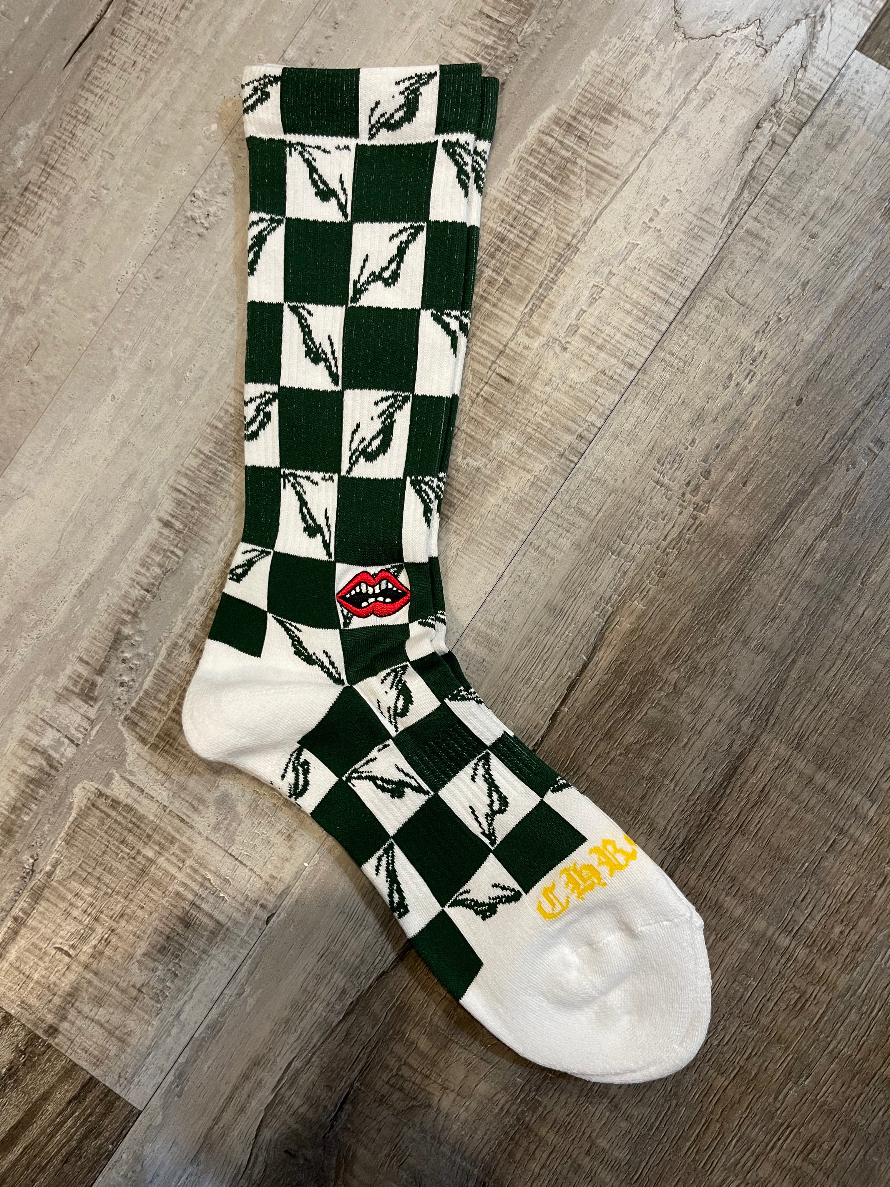 Chrome Mattyboy Checker Sock (Green)